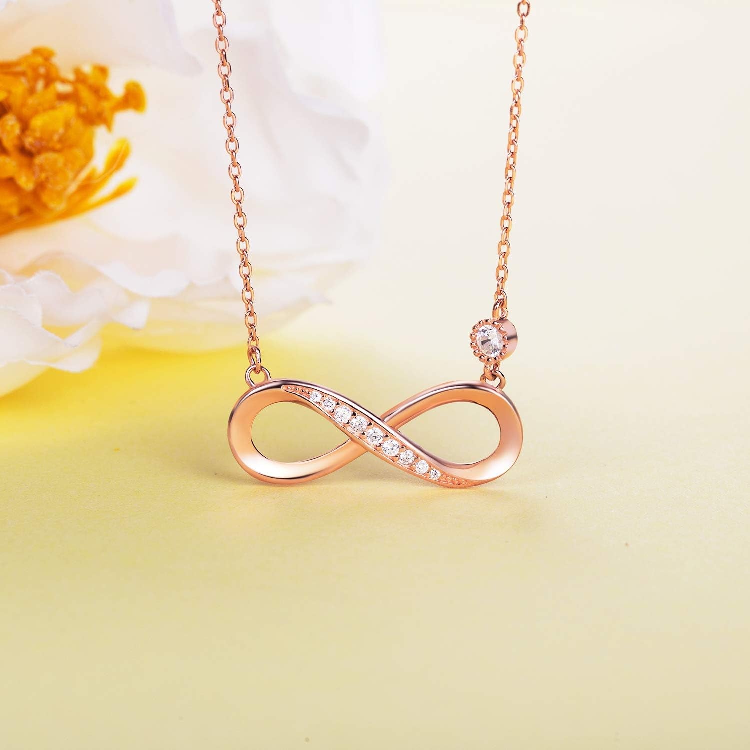 Infinity Necklaces 925 Sterling Silver Necklace Love Pendant White Gold Plated Women Necklace Gifts for for Women