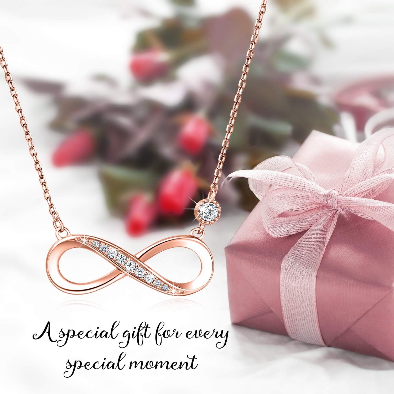 Infinity Necklaces 925 Sterling Silver Necklace Love Pendant White Gold Plated Women Necklace Gifts for for Women